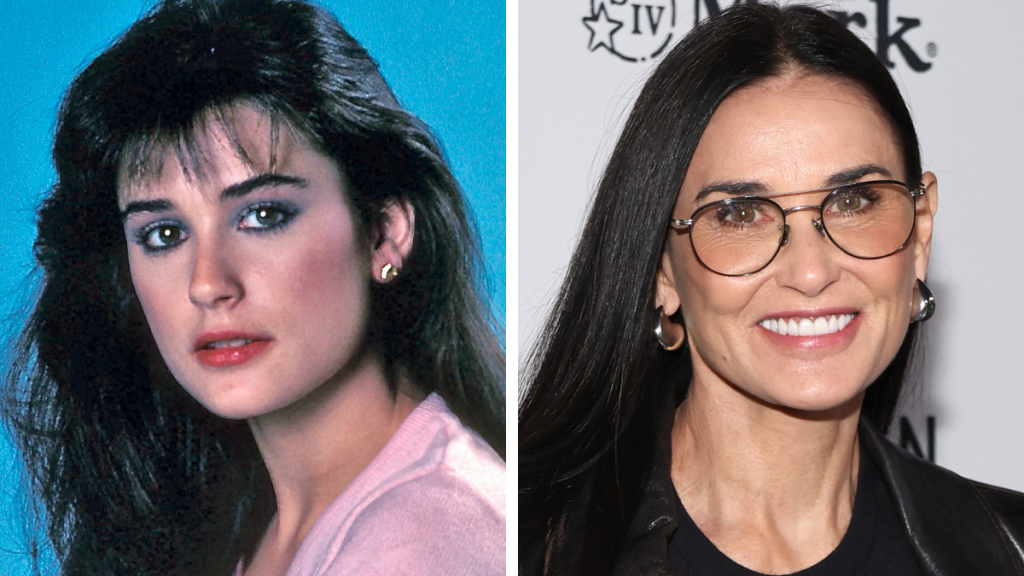 Demi Moore in 1982 and 2024