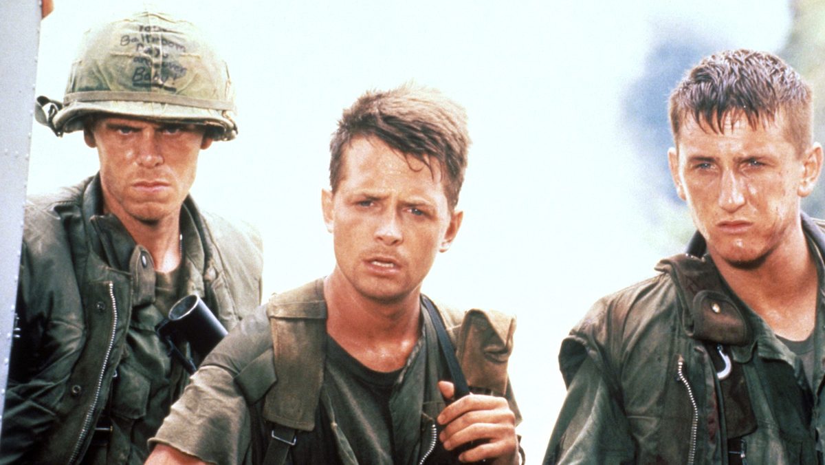 Don Harvey, Michael J Fox and Sean Penn in Casualties of War, 1989