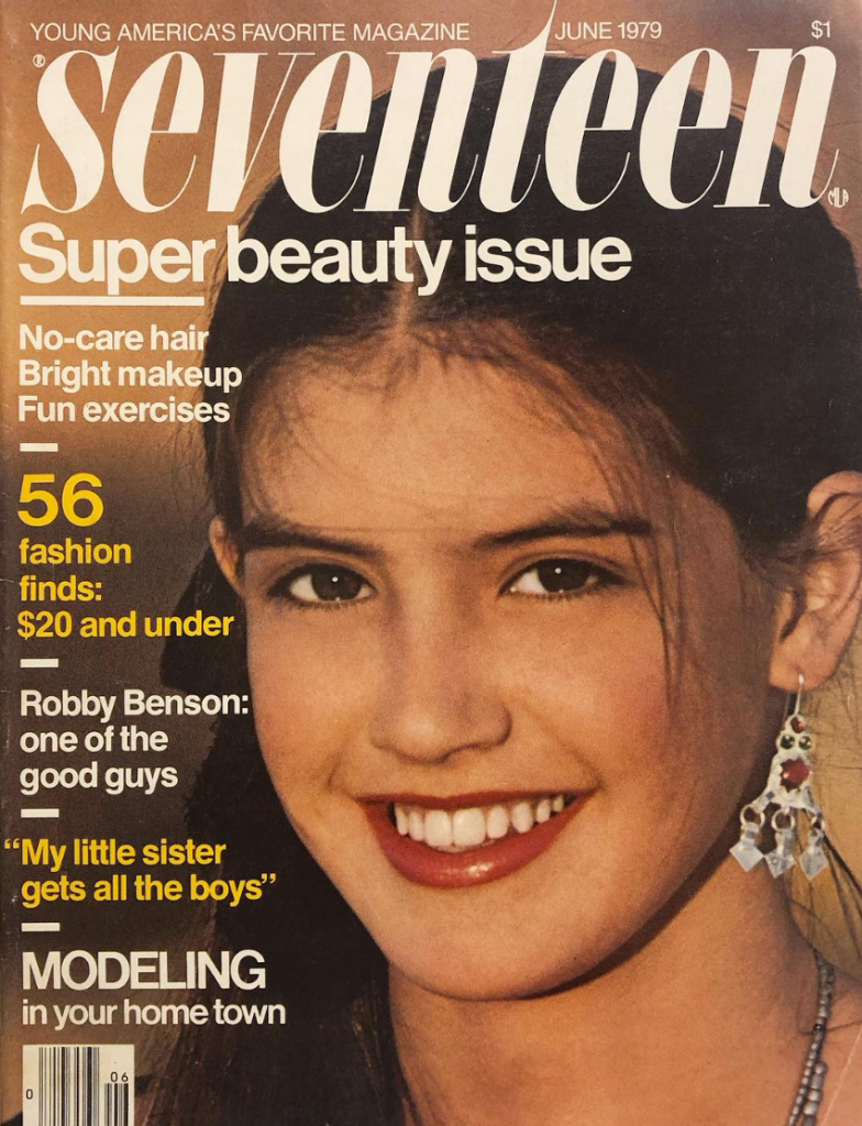 Phoebe Cates modeling on the cover of Seventeen magazine in 1979
