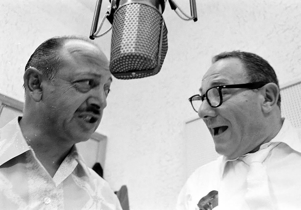Mel Blanc and Alan Reed voicing their Flintstones characters