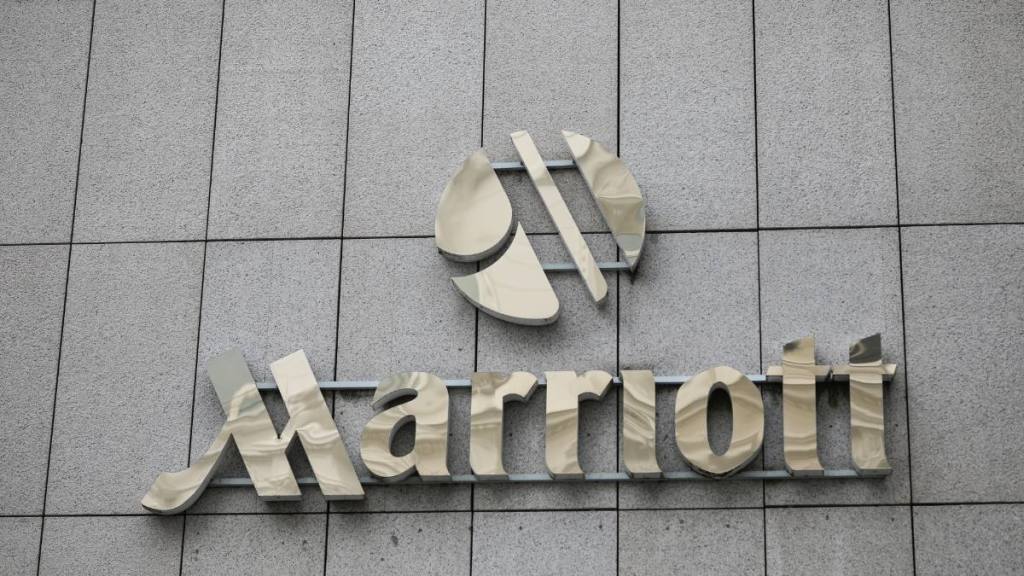 Marriott work from home jobs: Marriott sign store is seen on July 03, 2020 in Hamburg, Germany. (Photo by Jeremy Moeller/Getty Images)