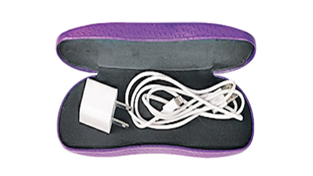 Charging cord in an eyeglass case