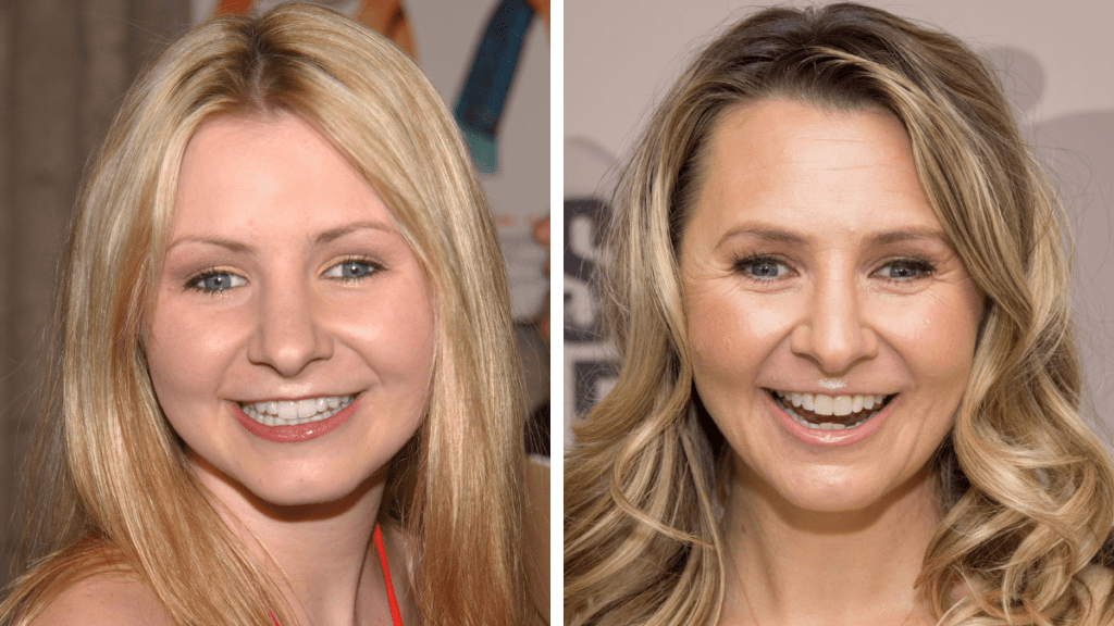 Beverley Mitchell in 2002 and 2022