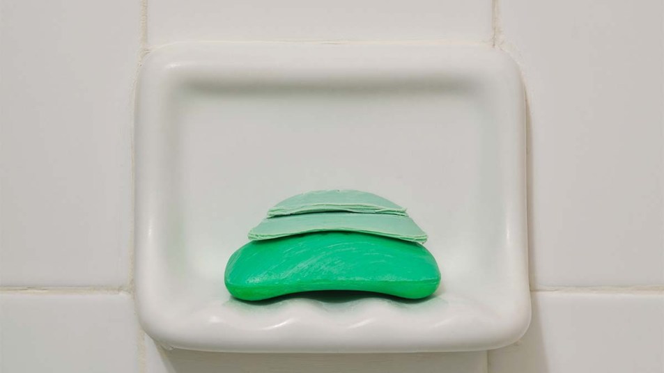 Soap slivers on top of a bar of soap.jpg