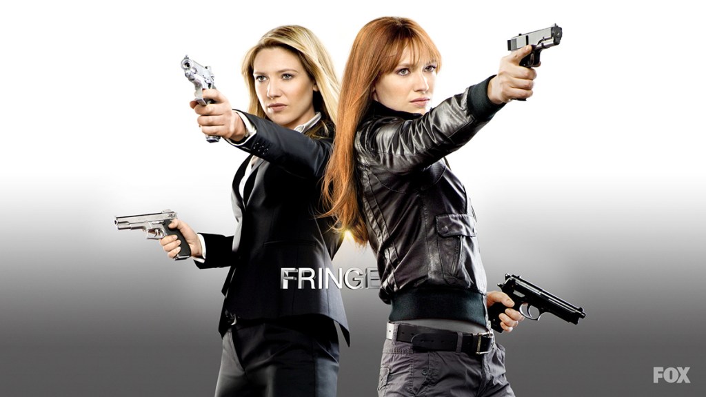 Anna Torv as Dunham and her version of the character from another world in the third season of Fringe, 2011