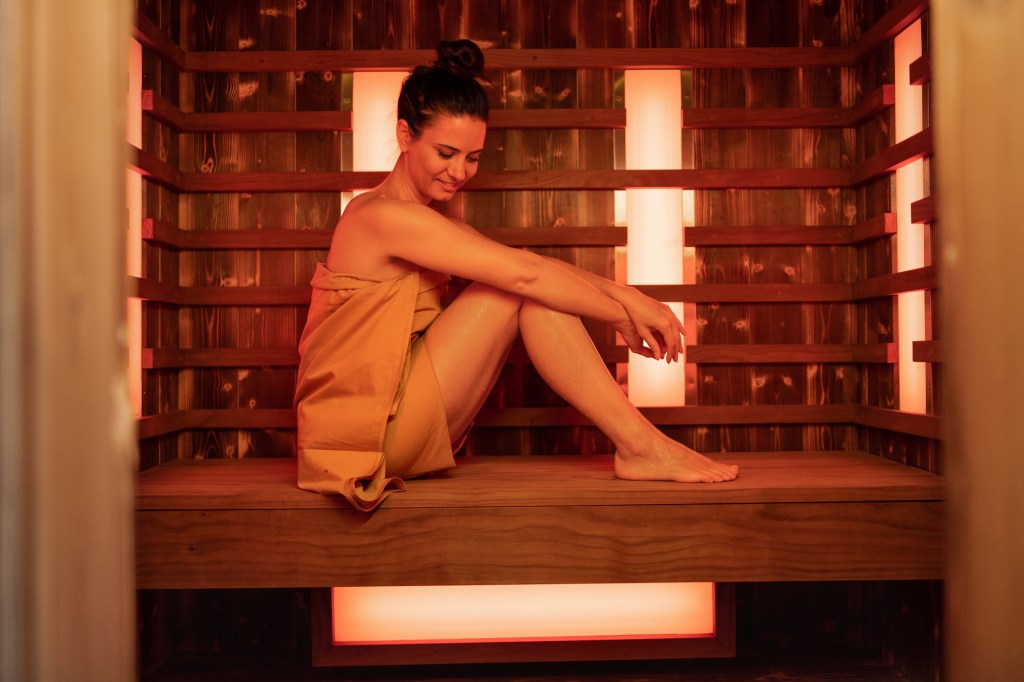 woman in infrared sauna