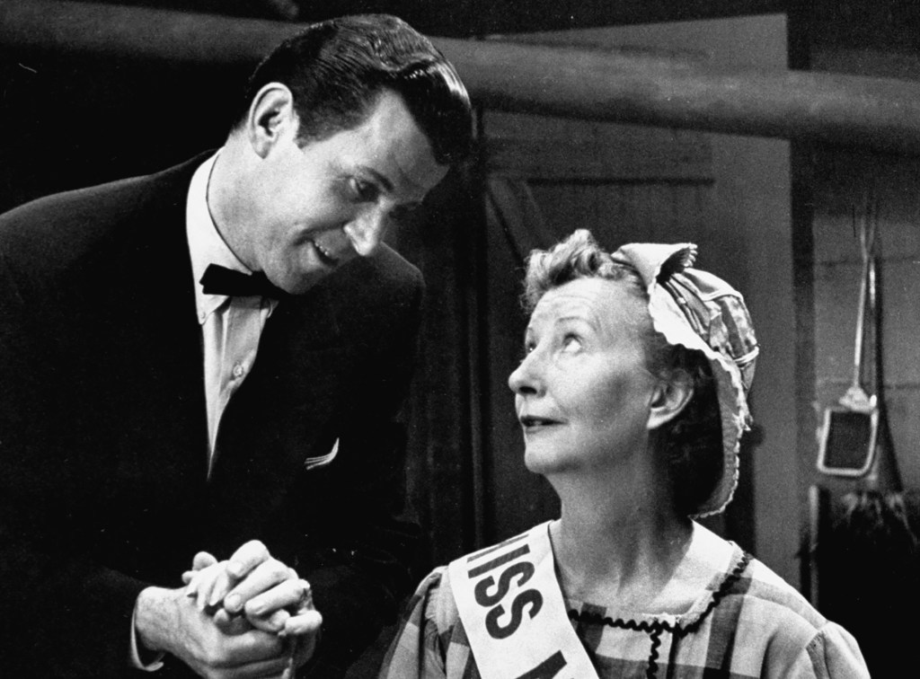 Dennis Day (L) and Irene Ryan on Day's TV show in the 1950s 