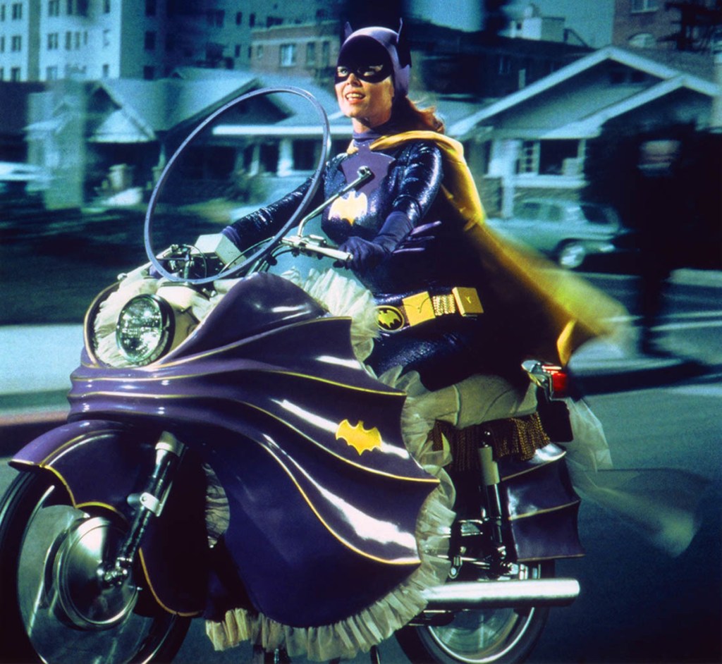 Yvonne Craig's Batgirl on her Batcycle, 1968