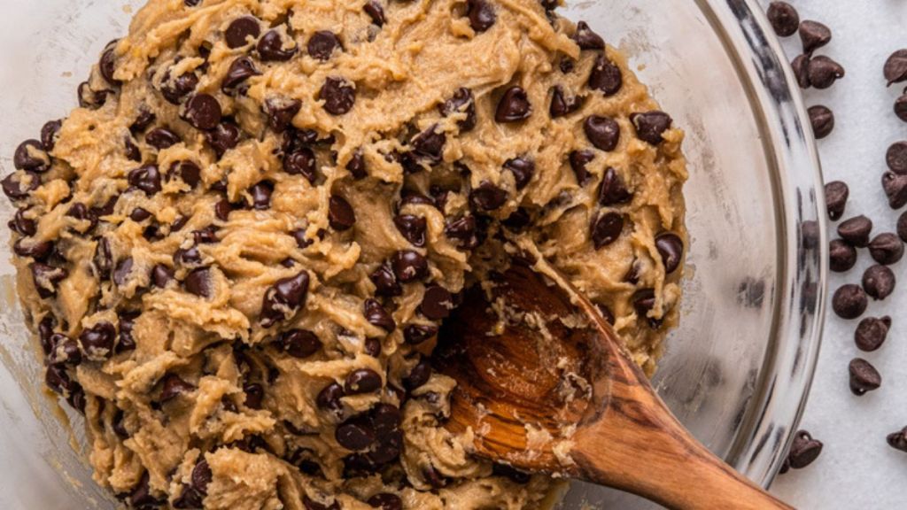 air fryer chocolate chip cookie dough in bowl