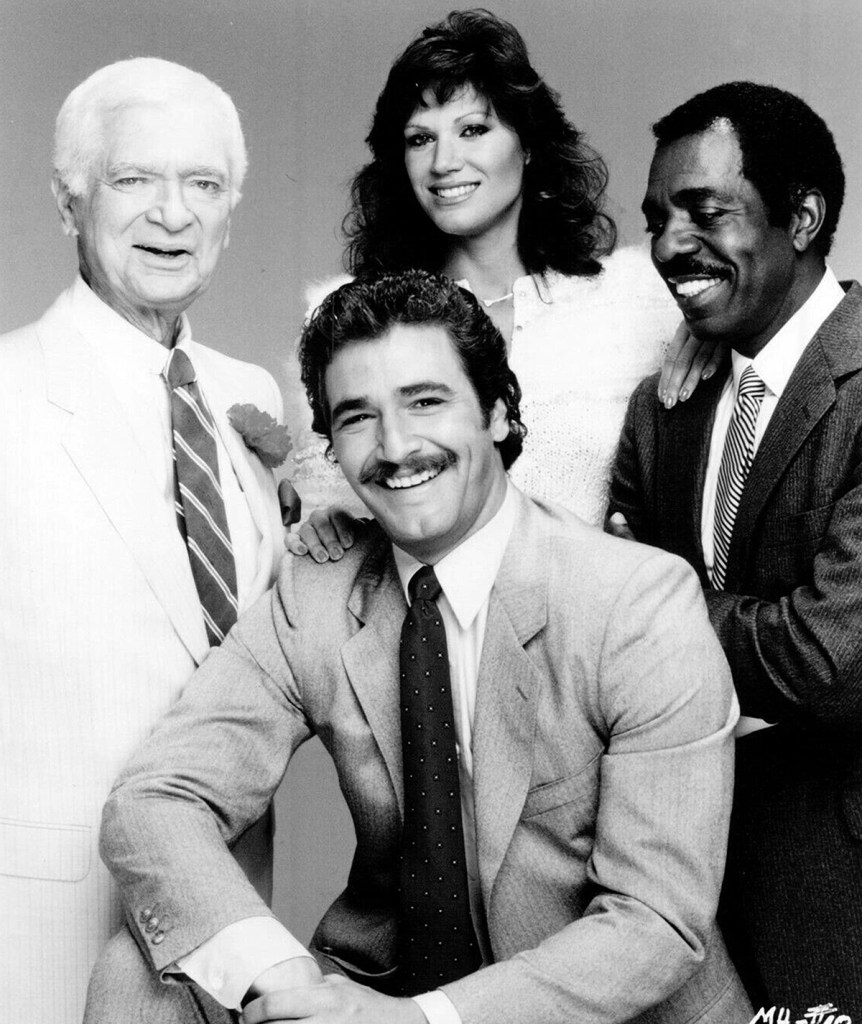 Buddy Ebsen, Lee Horsley, Pamela Hensley and Lincoln Kilpatrick in Matt Houston, 1984