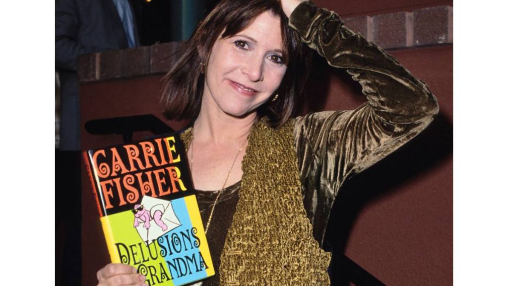 The actress with her book 'Delusions Grandma' (1994)