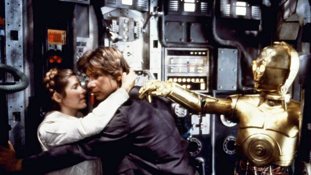 Carrie Fisher young, Harrison Ford and Anthony Daniels in Star Wars: Episode V - The Empire Strikes Back (1980)