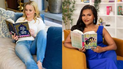 Celebrity Book Clubs: Reese Witherspoon and Mindy Kaling holding books