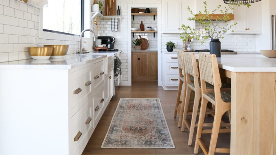 kitchen with ruggable rug runner