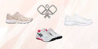 Collage graphic of best pickleball shoes for women.