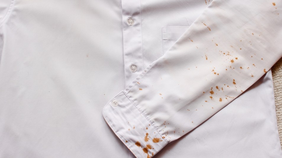 Rust stains on white shirt