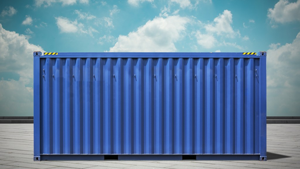 Big blue freight container as a metaphor of where to put your money worries