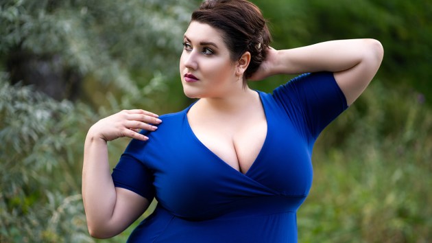 A plus-sized model wearing a shaping bra