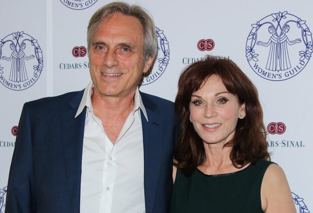 Actress Marilu Henner (R) and her husband Michael Brown (L) attend the Women's Guild Cedars-Sinai Luncheon at Beverly Hills Hotel on April 22, 2014 in Beverly Hills, California