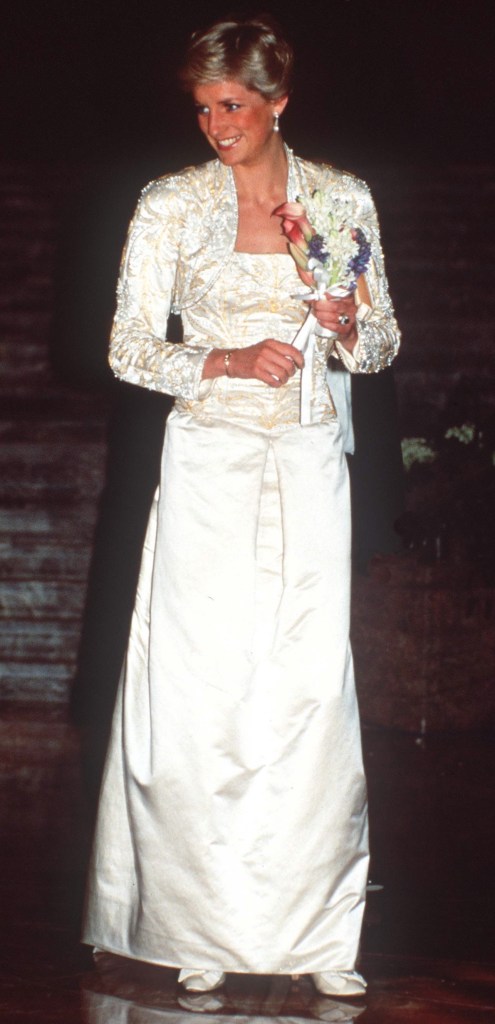 Princess Diana In New York Wearing A Dress Designed By Fashion Designer Victor Edelstein. At The Brooklyn Academy Of Music To See A Welsh National Opera Gala Production Of 'Falstaff,' 1989