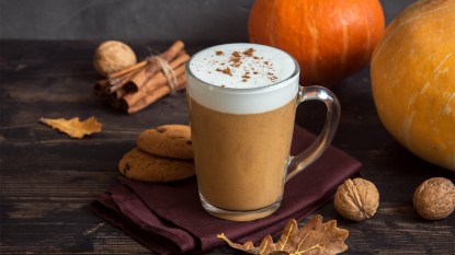 A pumpkin spice latte as part of a collection of DIY Starbucks recipes