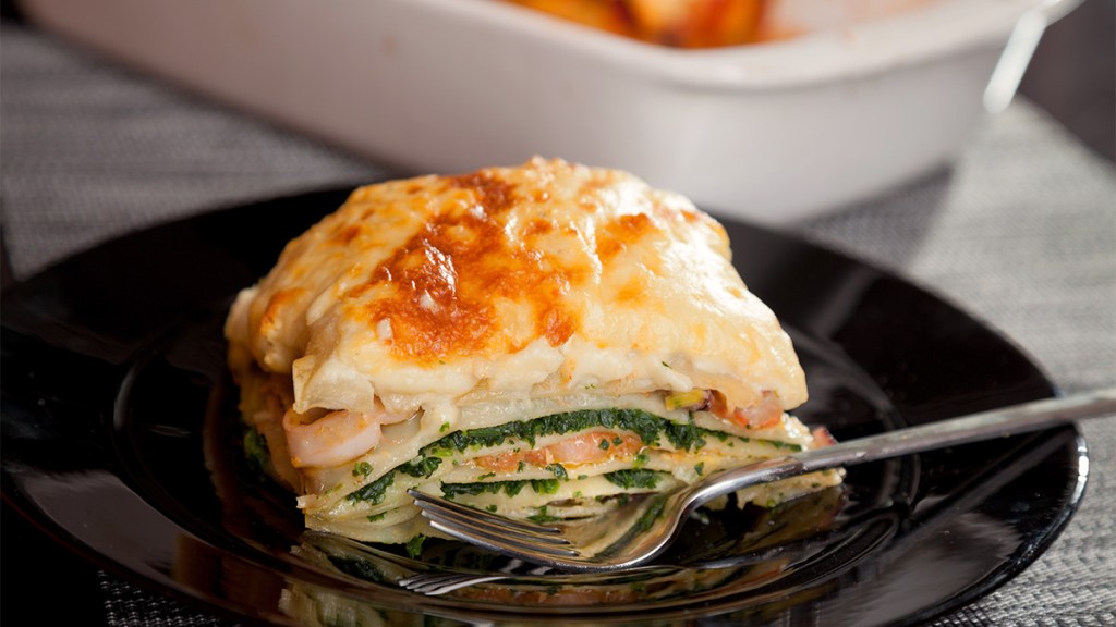 Salmon lasagna as part of a collection of leftover salmon recipes