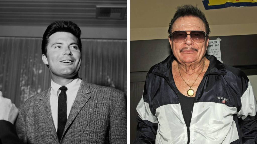 Cast of Beverly Hillbillies: Max Baer Jr sits smiling in a side by side picture