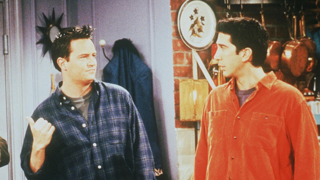 Matthew Perry as Chandler and David Schwimmer as Ross