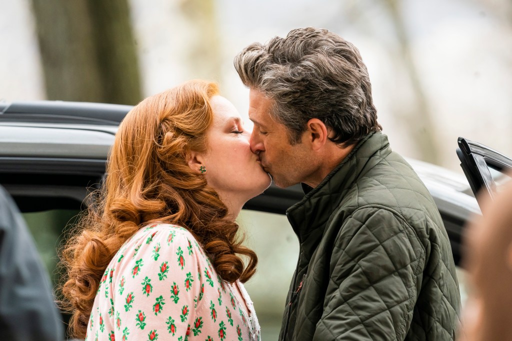 Amy Adams (L) and Patrick Dempsey are seen filming "Disenchanted" in the Upper West Side on April 05, 2022 in New York City. (Patrick Dempsey movies and TV shows)