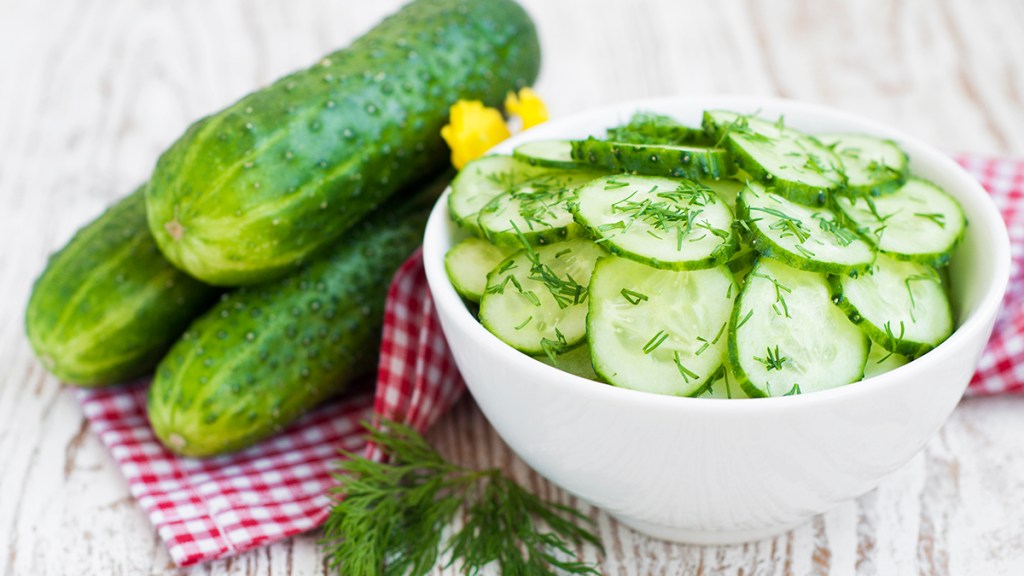 A bowl of sliced cucumbers to help ward off dry mouth on waking
