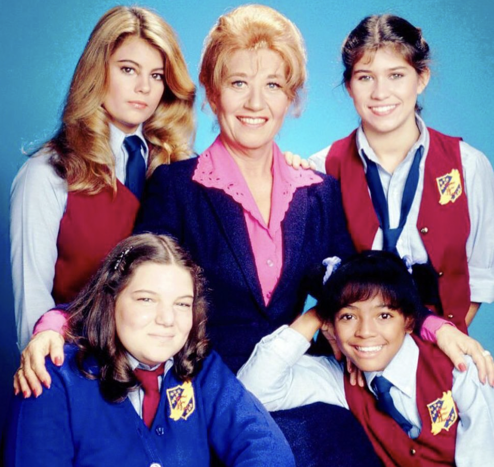 'The Facts of Life' cast (clockwise from top left: Lisa Whelchel, Charlotte Rae, Nancy McKeon, Kim Fields and Mindy Cohn) in the '80s