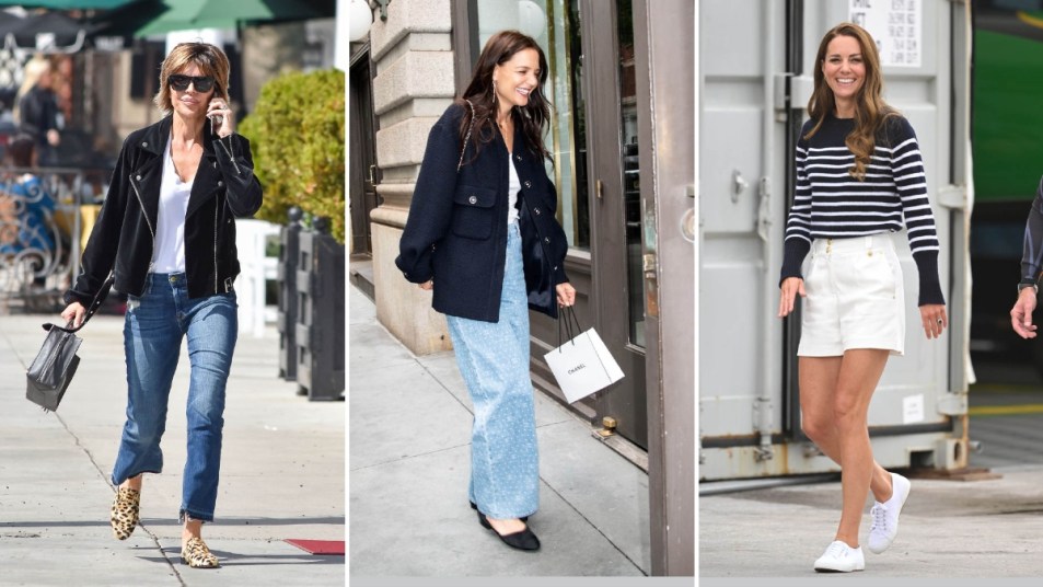 Lisa Rinna, Katie Holmes and Kate Middleton wearing comfortable flats for women