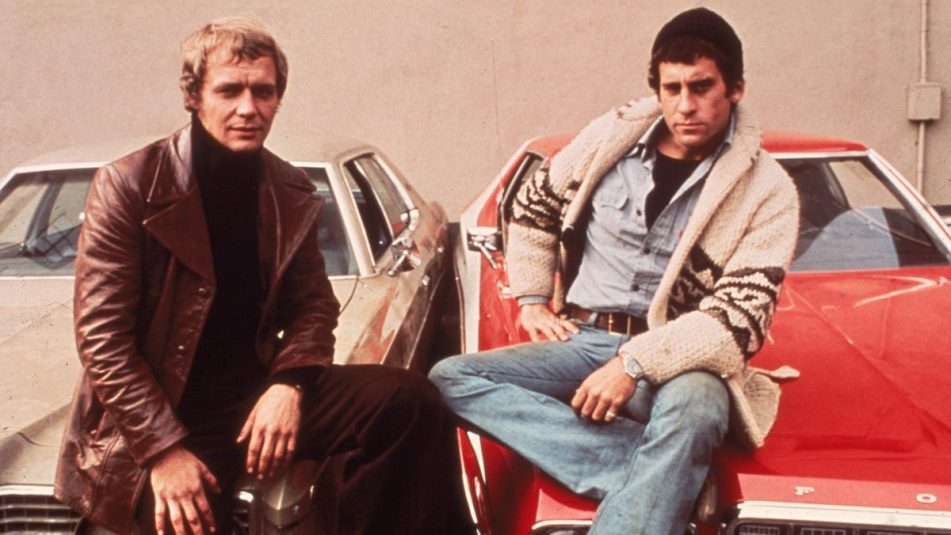 David Soul and Paul Michael Glaser from Starsky and Hutch TV show cast, 1977