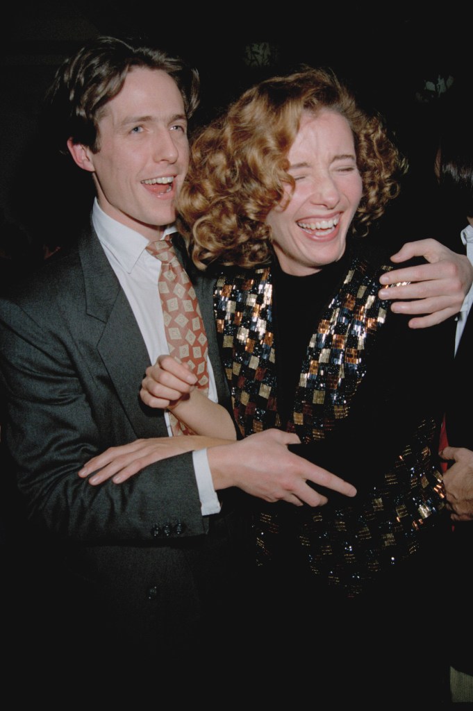 Hugh Grant and Emma Thompson at the wrap party for 'The Remains of the Day.'
