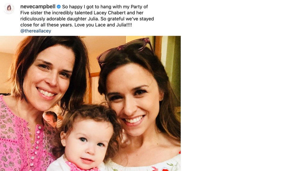 Neve Campbell, Lacey Chabert and her daughter, Julia