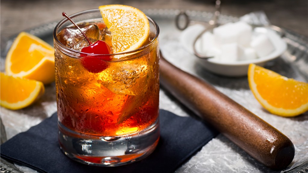 Old fashioned cocktail with bitters