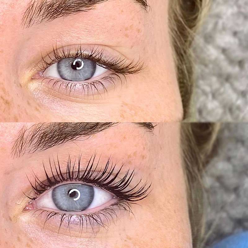 Lash lift before and after