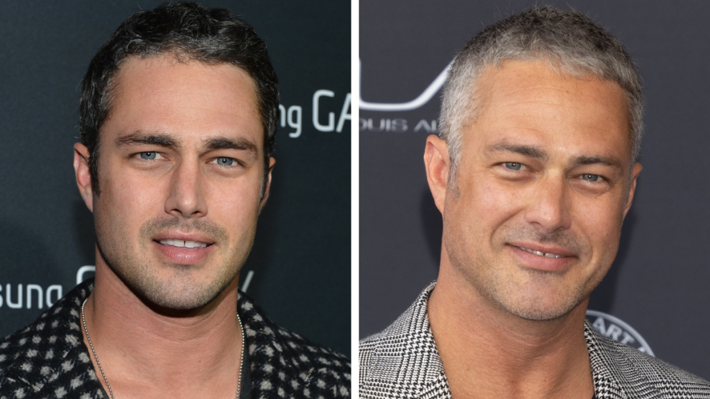 Taylor Kinney from the Chicago Fire cast. Left: 2012; Right: 2022