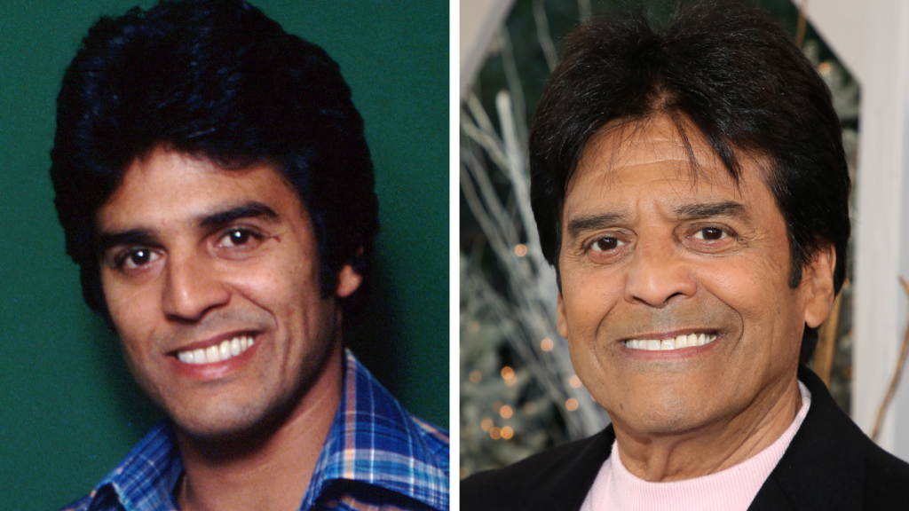 Erik Estrada from the CHIPS TV show cast. Left: 1978; Right: 2020