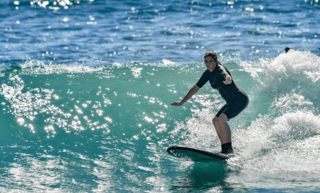 Kathy Ireland surfing in 2023