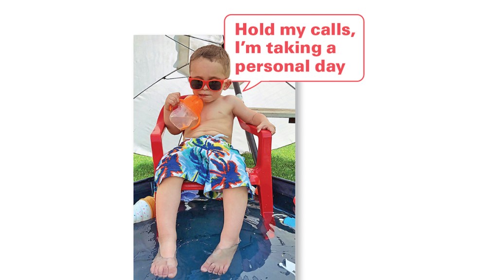 Funny photos: Boy in beach chair with caption, "Hold my calls, I'm taking a personal day."