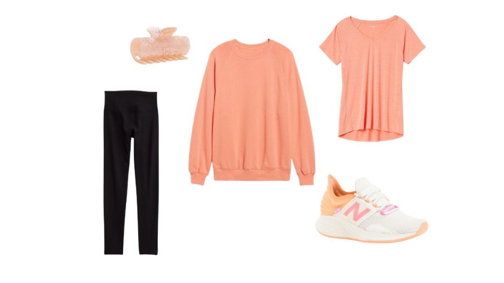peach fuzz workout outfit