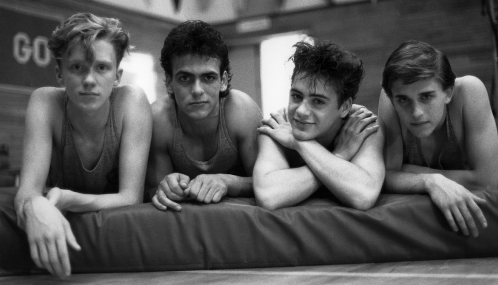 Anthony Michael Hall, Robert Rusler , Robert Downey Jr. and Ilan Mitchell-Smith in 'Weird Science' 1985