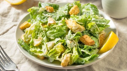 Homemade Caesar salad as part of a guide on if it is healthy or not