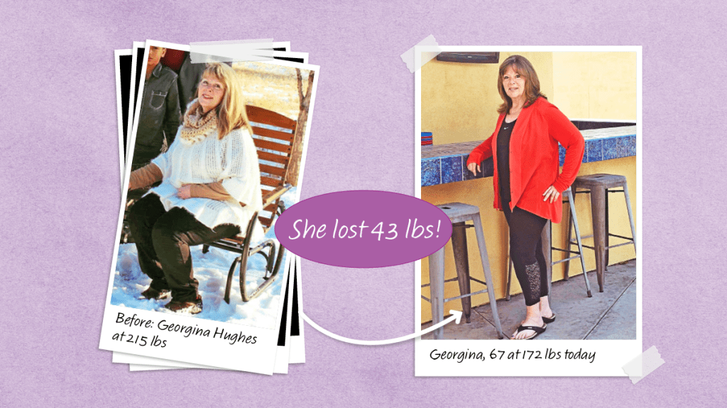 Before and after photos of Georgina Hughes who lost 43 lbs with resistant starch for weight loss