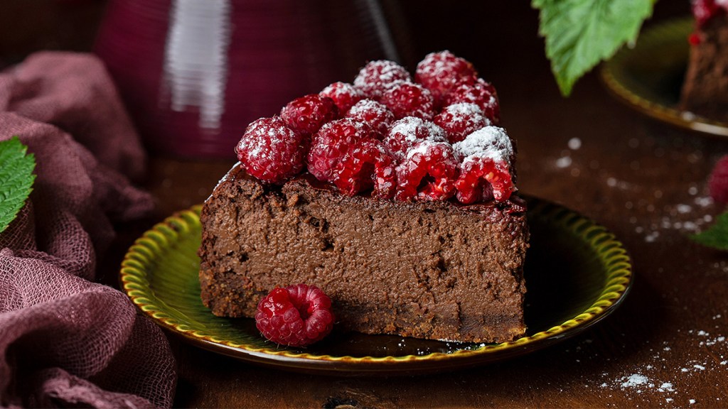 Dreamy chocolate mousse cake made with silken tofu