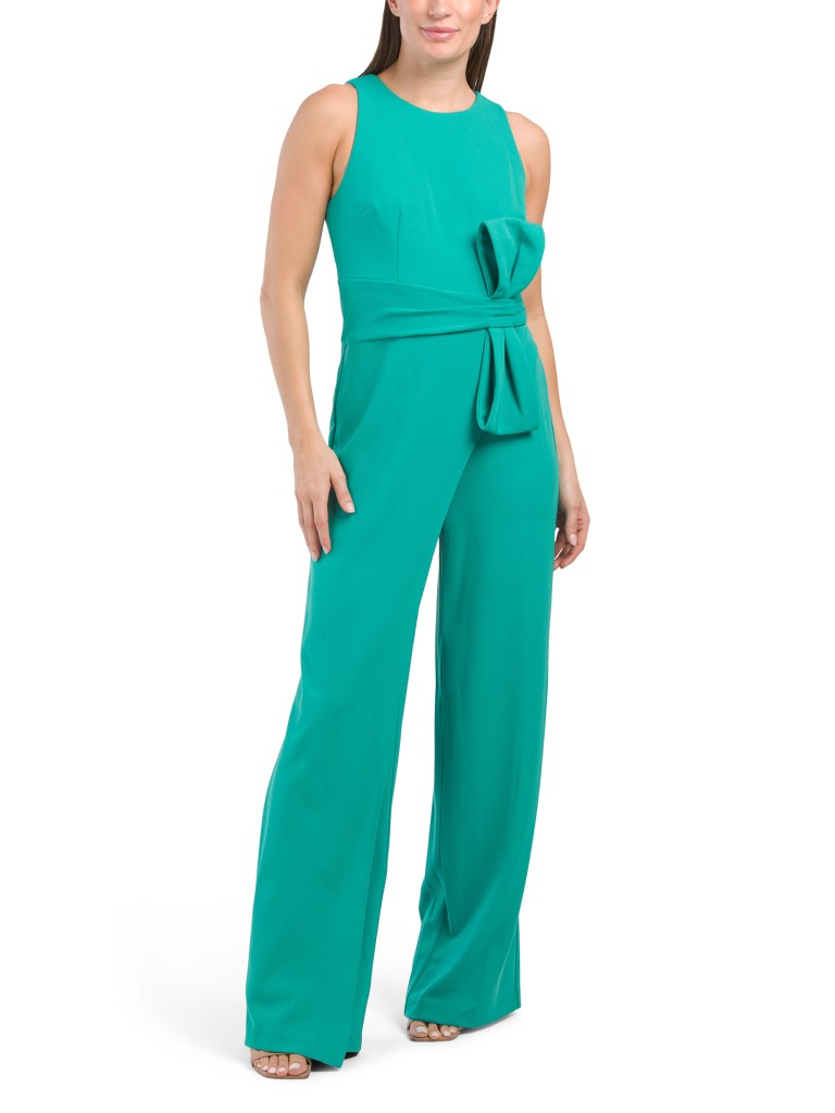 Adrianna Papell Bow Front Wide Leg Jumpsuit, one of the wedding guest dresses for women over 50