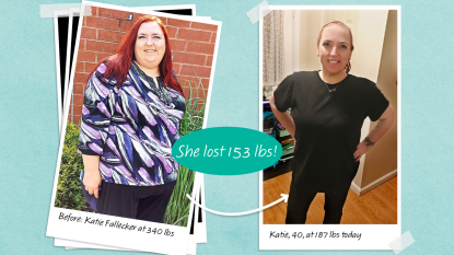 Before and after photos of Katie Fallecker, who lost 153 lbs on a nutrivore diet