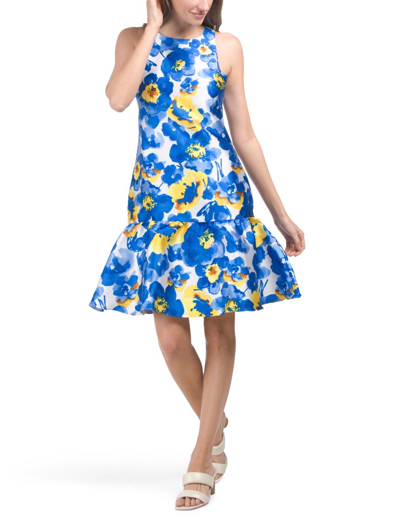 Julia Jordan Sleeveless Floral Mini Dress With Flounce Hem