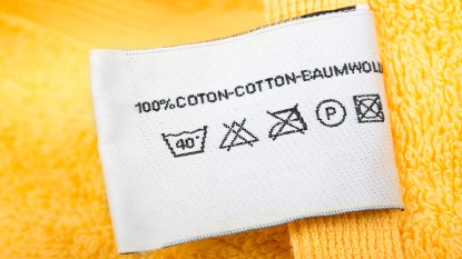 Laundry symbols on a laundry care tag